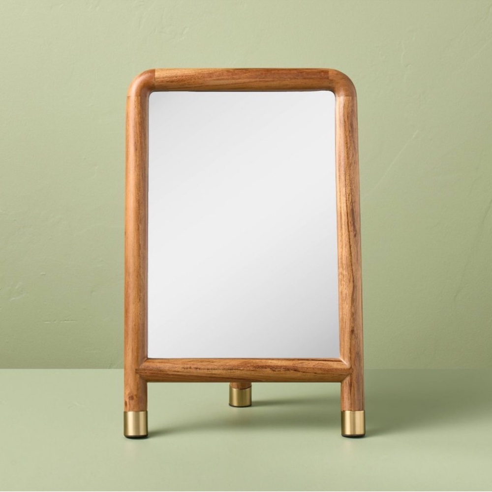 New! Wood Accent Mirror with Brass Feet - Hearth & Hand™ with Magnolia Spring